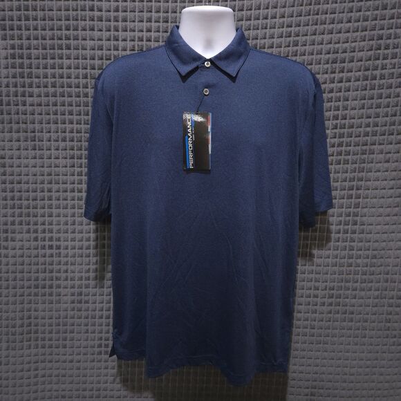 Athletic Performance Polo Shirt Mens Lg Lightweight Short Sleeve Collared Golf - Picture 1 of 16